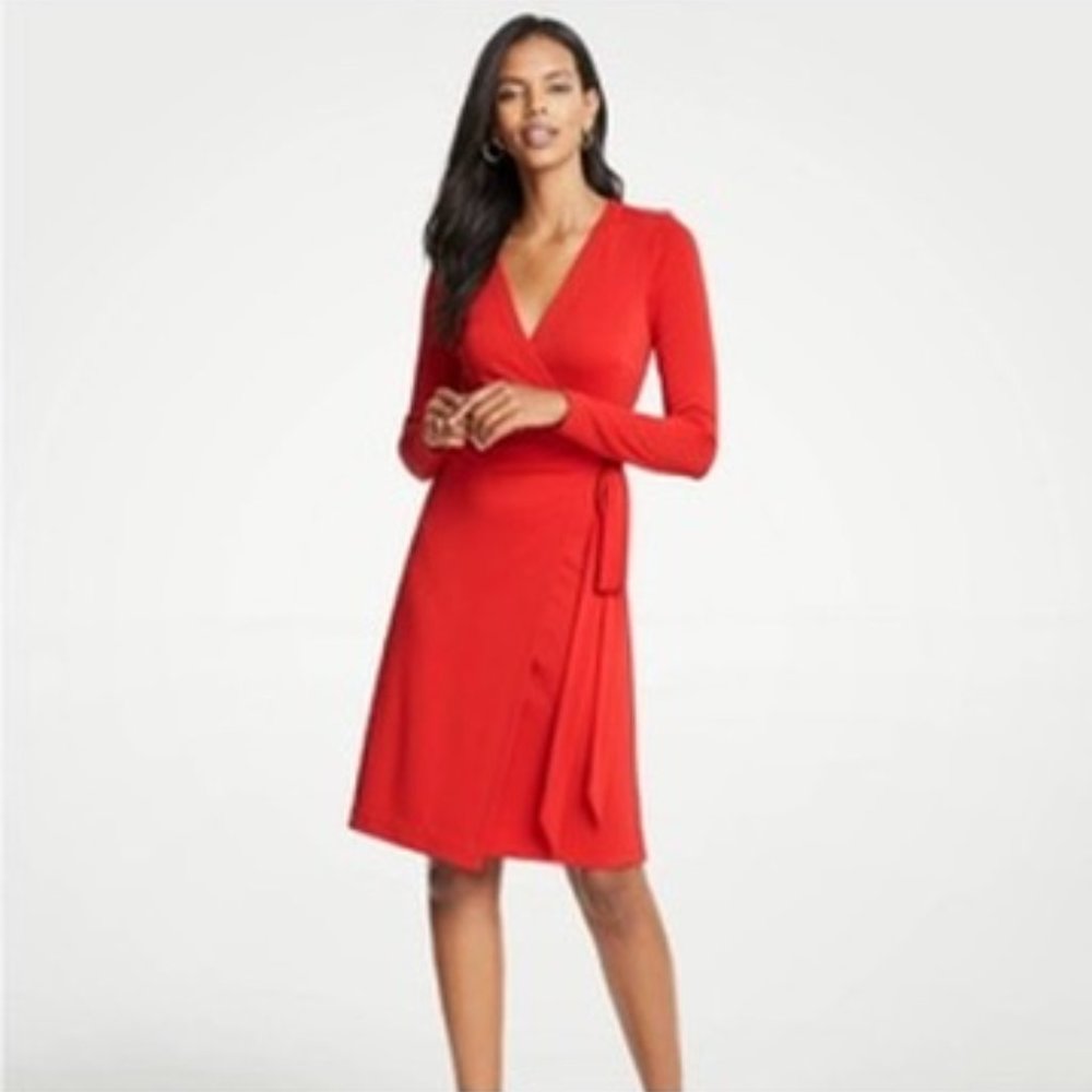 NWOT Ann Taylor Matte Jersey Red Wrap Dress